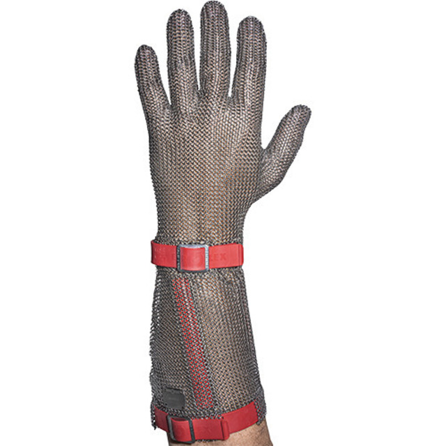 Stichschutzhandschuh Comfort rechts, M, rot, 15 cm Stulpe