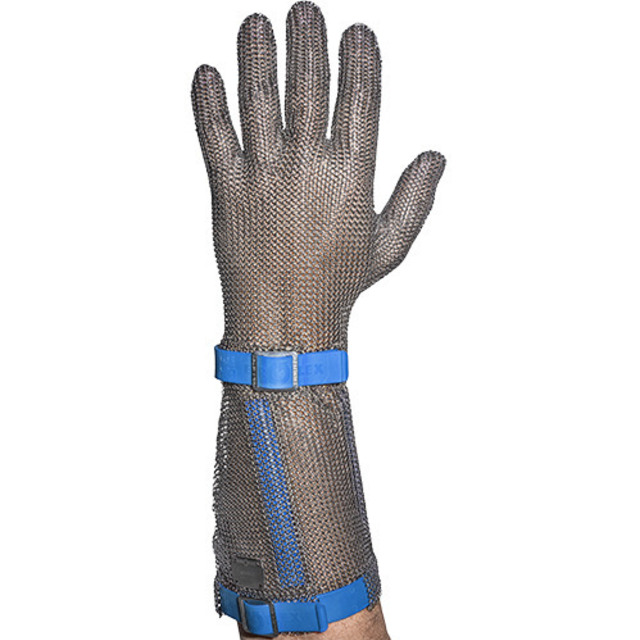 Stichschutzhandschuh Comfort rechts, L, blau, 15 cm Stulpe