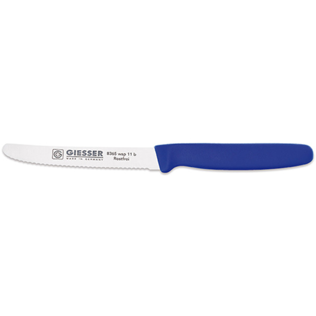 Tomatenmesser, Kunststoffgriff blau 11 cm, Wellenschliff