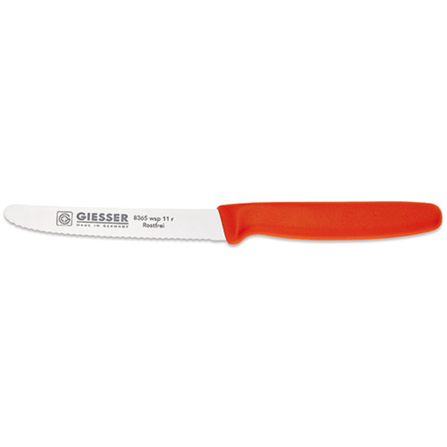 Tomatenmesser, Kunststoffgriff rot 11 cm, Wellenschliff