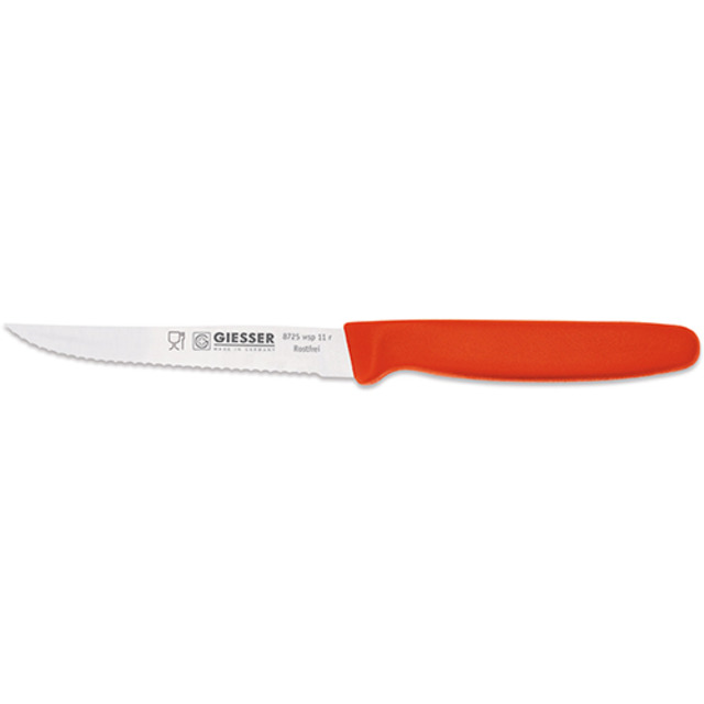 Steakmesser, Kunststoffgriff, rot 11 cm, Wellenschliff