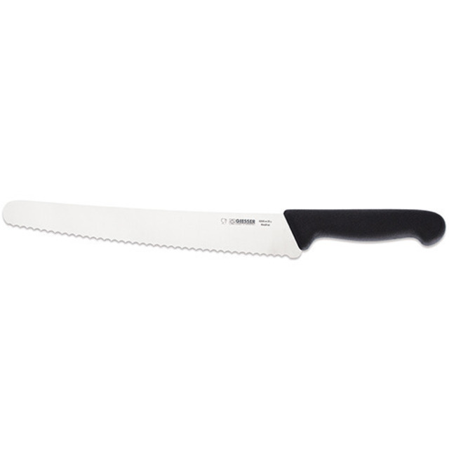 Brotmesser, schwarz 26 cm, Wellenschliff